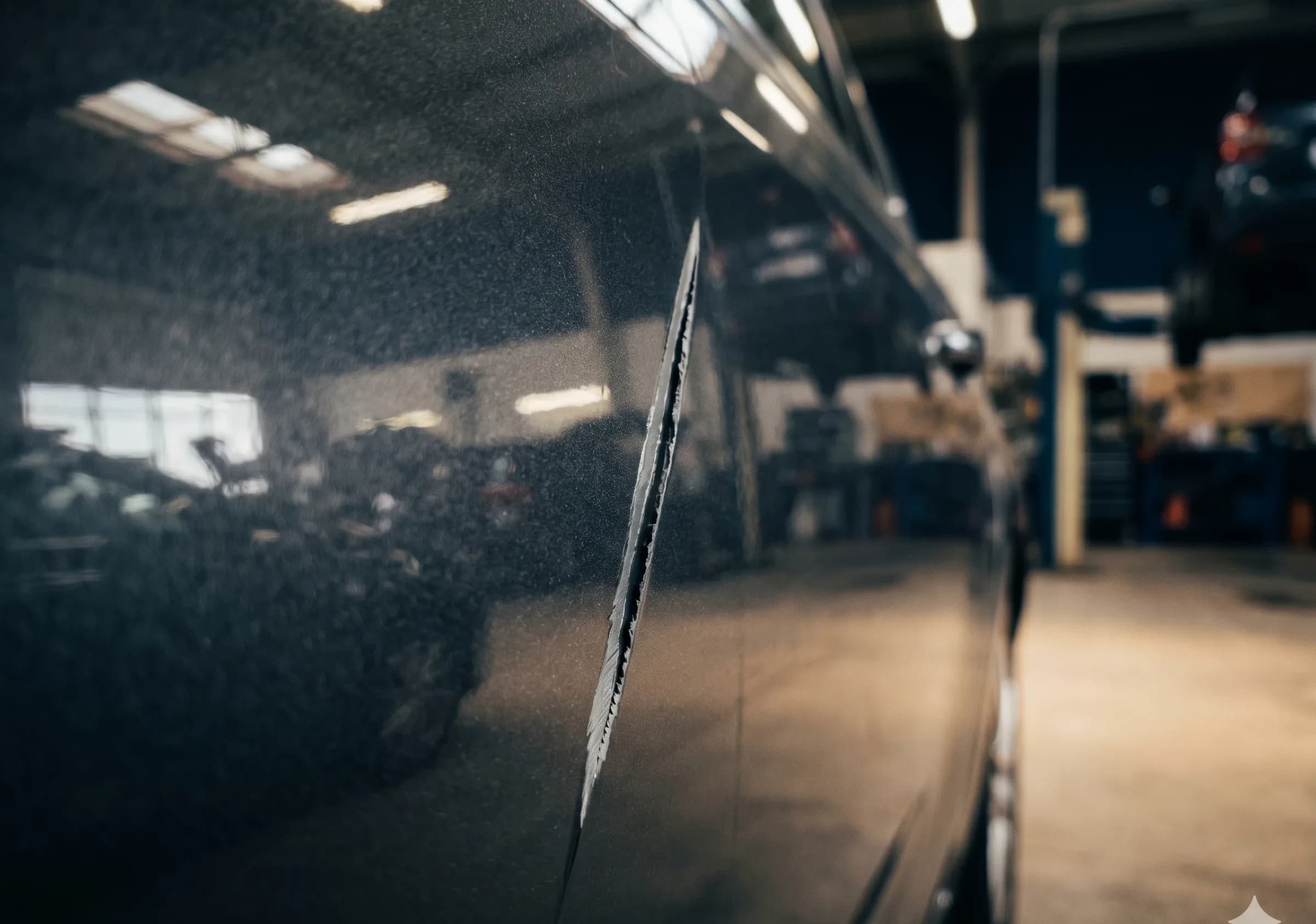 Rayure profonde sur carrosserie traitée par Autoomat